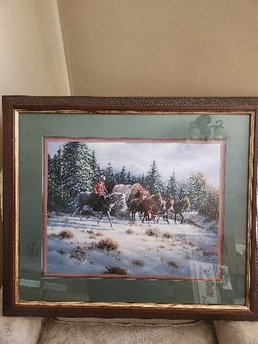Jack Terry Framed Cowboys Covered Wagon Snow Crossing Print By Home Interior - Thumbnail 2
