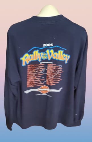 Harley Davidson T-shirt XL Blue 2005 Rally in the Valley Maggie Valley NC USA - Thumbnail 2