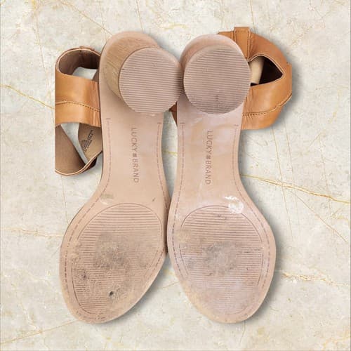 Lucky Brand Womens Pomee Heeled Sandal Brown Ankle Strap Side Zip 7.5 M - Thumbnail 7
