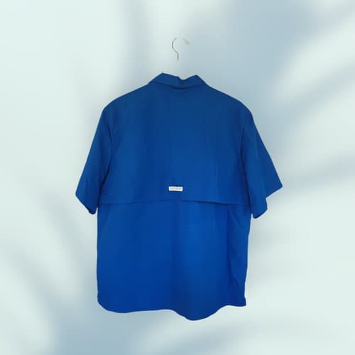 Realtree Mens Nylon Vented Shirt L Blue Short Sleeve Button Down Fishing Shirt - Thumbnail 2