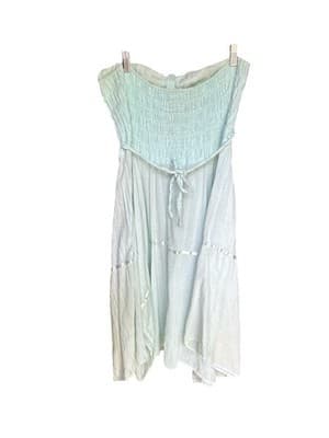 Lovely Turq. Cotton Halter Dress-Crochet, Embroidery, Ribbon Trim - Thumbnail 3