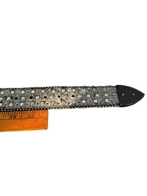 Rhinestone Cowgirl Black leather Belt with Rhinestone horseshoes L - Thumbnail 4