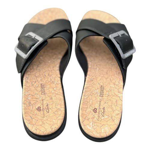 Clark’s Cloudsteppers Eliza April Black Slip On Comfort Buckle Adjustable Sz 8 - Thumbnail 3