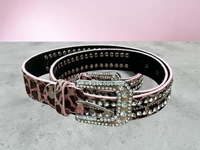 Western Print Leopard Bling Belt Size 38