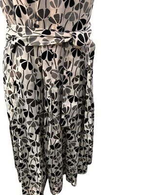 ANNE KLEIN Size 8 White Sleeveless Dress in Gray/Black Floral Pattern -- - Thumbnail 4