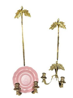 Vintage MCM Heavy Brass Candleholders. Hangs On Wall,Adjustable, Stand Holder - Thumbnail 8