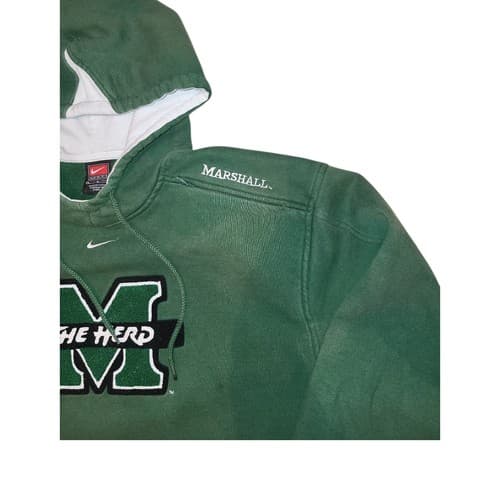 VINTAGE NIKE TEAM CENTER SWOOSH MARSHALL HERD HOODIE GREEN MENS LARGE - Thumbnail 4