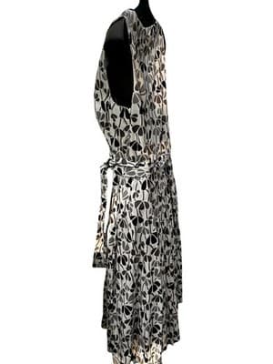 ANNE KLEIN Size 8 White Sleeveless Dress in Gray/Black Floral Pattern -- - Thumbnail 5
