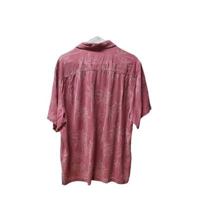 Tommy Bahama Mens Red Short Sleeve Silk Chambray Trim Casual Shirt Large - Thumbnail 2