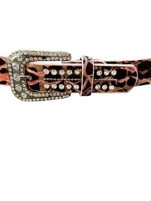 Western Print Leopard Bling Belt Size 38 - Thumbnail 7