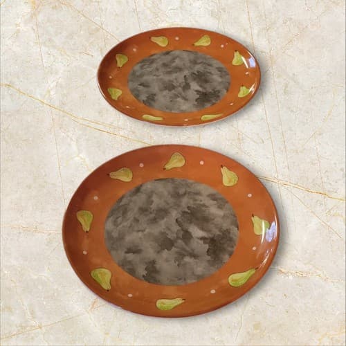 SET 2 ~ ESSEX COLLECTION BOIS D'ARC TUTTI FRUITTI PEAR DESSERT PIE SALAD PLATES