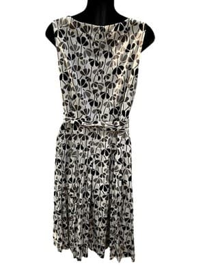 ANNE KLEIN Size 8 White Sleeveless Dress in Gray/Black Floral Pattern -- - Thumbnail 6