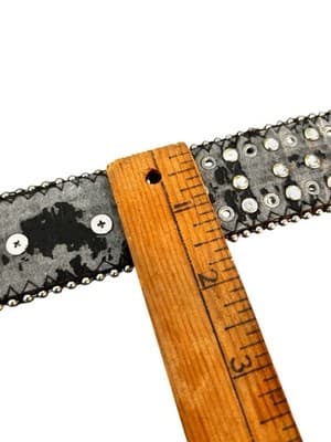 Rhinestone Cowgirl Black leather Belt with Rhinestone horseshoes L - Thumbnail 3