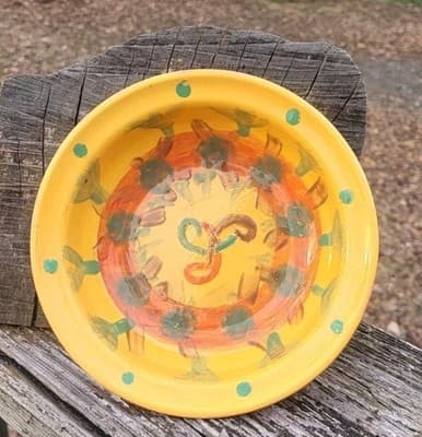Vintage Hand Painted Bowl Signed - Thumbnail 2