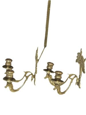 Vintage MCM Heavy Brass Candleholders. Hangs On Wall,Adjustable, Stand Holder - Thumbnail 7