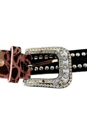 Western Print Leopard Bling Belt Size 38 - Thumbnail 3