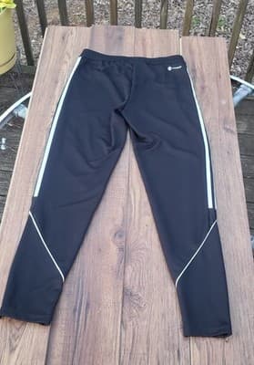 Adidas Track Pants Youth S Black Polyester Tapered 3 Stripes Zip Legs - Thumbnail 2