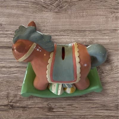 Multicolor 7X7" BABY HORSE Piggy Bank - Thumbnail 3