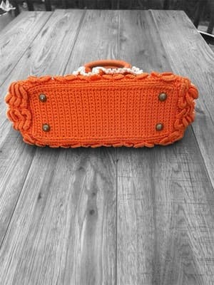 70’s Vintage-Macramé, Crochet/Woven, Handmade Double Handle, Top Handle Bag - Thumbnail 7