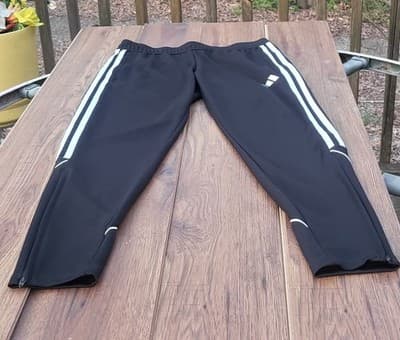 Adidas Track Pants Youth S Black Polyester Tapered 3 Stripes Zip Legs