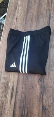 Adidas Track Pants Youth S Black Polyester Tapered 3 Stripes Zip Legs - Thumbnail 3