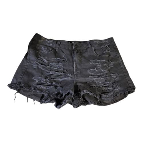 American Eagle Vintage Hi Rise Festival Jean Shorts Womens 14 Black Distressed - Thumbnail 3