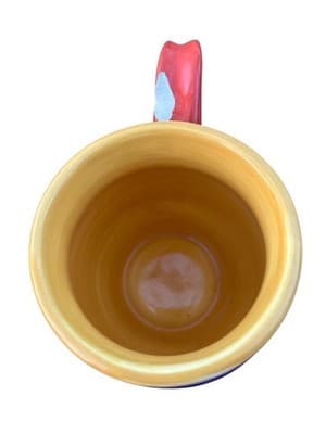 PACIFIC RIM SANTA FE MUG 20 OZ YELLOW INTERIOR MULTICOLOR RINGS Chip On Handle! - Thumbnail 2