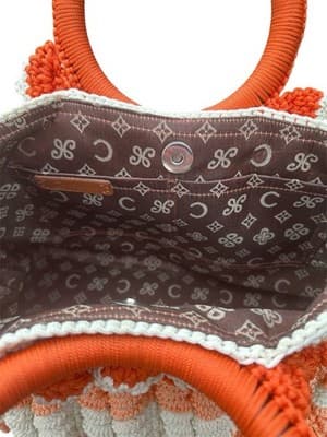 70’s Vintage-Macramé, Crochet/Woven, Handmade Double Handle, Top Handle Bag - Thumbnail 5