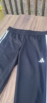 Adidas Track Pants Youth S Black Polyester Tapered 3 Stripes Zip Legs - Thumbnail 6