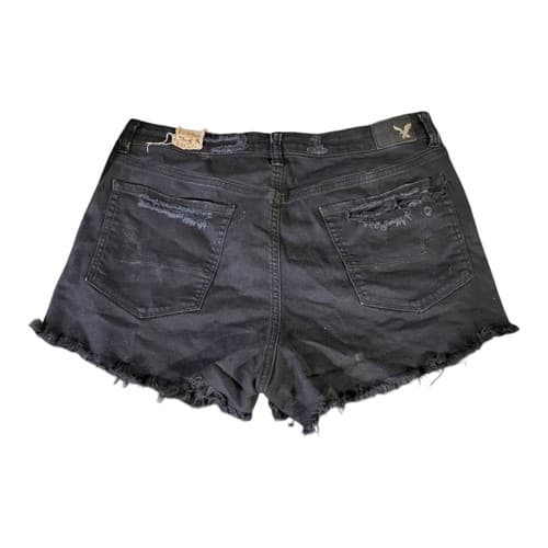 American Eagle Vintage Hi Rise Festival Jean Shorts Womens 14 Black Distressed - Thumbnail 2
