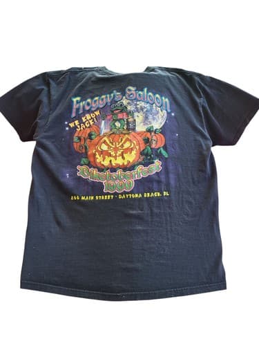 Vintage 90s Motorcycle Flames Froggies Bike Week Daytona Beach T-Shirt Faded XL - Thumbnail 2