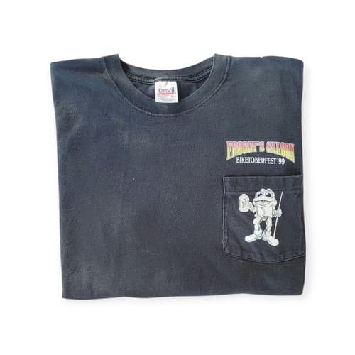 Vintage 90s Motorcycle Flames Froggies Bike Week Daytona Beach T-Shirt Faded XL - Thumbnail 3