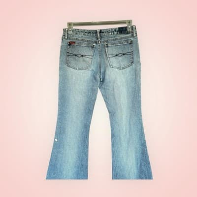 Y2K Mudd Jeans Juniors Size 8 Low Rise Flare Stretch Denim Bell Bottom - Thumbnail 2