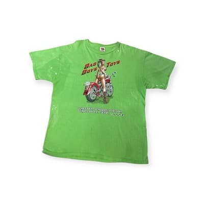Vintage 90s Bad Boys Toys Biker T Shirt Men’s Large Black Motorcycle USA Pinup - Thumbnail 4
