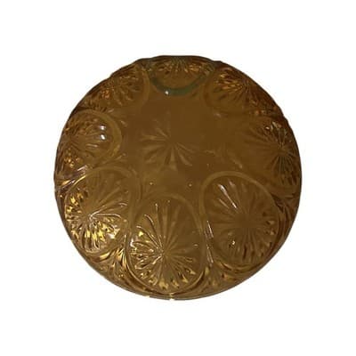 ANCHOR HOCKING Vintage Medallion Honey Gold Amber Egg Pattern Bowl Candy Dish - Thumbnail 4