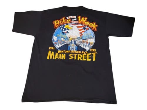 Vintage Daytona Beach Florida Bike Week 1995 Eagle Graphic Shirt Black Mens XL