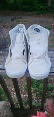 Vans SK8 HI Triple White Canvas High Top Skateboard Shoes Women's Size 8.5