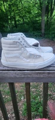Vans SK8 HI Triple White Canvas High Top Skateboard Shoes Women's Size 8.5 - Thumbnail 4