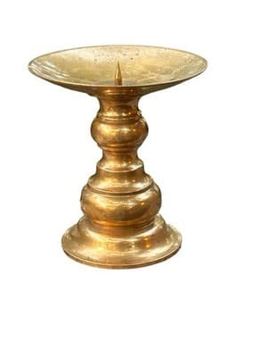 Vintage Large Heavy Brass Pricket Candle Holder Made In Hong Kong