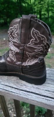 Roper Aligator Textured Dark Brown Ladies Chunky Boots Ricochet Womens 10 - Thumbnail 8