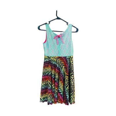 EMILY WEST GIRLS SIZE 12 REVERSIBKE DRESS Pink Polka Dot/Zebra Print - Thumbnail 5