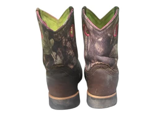 Ariat Boots Pink Camo Brown Leather Fatbaby Boots Size 4.5 Youth - Thumbnail 7