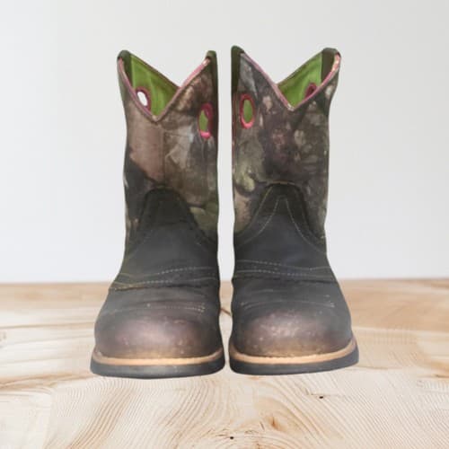 Ariat Boots Pink Camo Brown Leather Fatbaby Boots Size 4.5 Youth - Thumbnail 8
