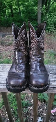 Roper Aligator Textured Dark Brown Ladies Chunky Boots Ricochet Womens 10