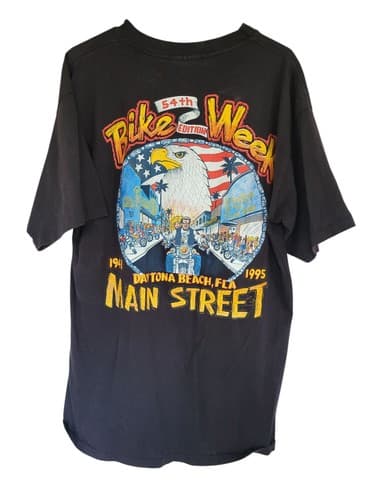 Vintage Daytona Beach Florida Bike Week 1995 Eagle Graphic Shirt Black Mens XL - Thumbnail 2