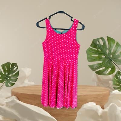 EMILY WEST GIRLS SIZE 12 REVERSIBKE DRESS Pink Polka Dot/Zebra Print - Thumbnail 3