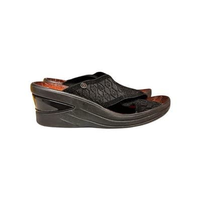 Bzees Desire Black stretch fabric Criss Cross Slide Sandal Women 8.5M - Thumbnail 3