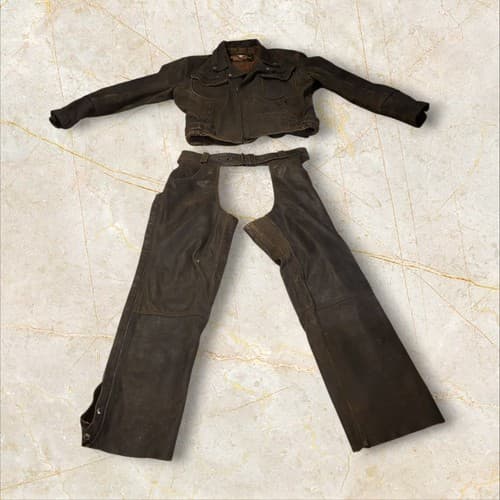 Harley Davidson American Legend Billings Distressed Leather Jacket and Chaps L