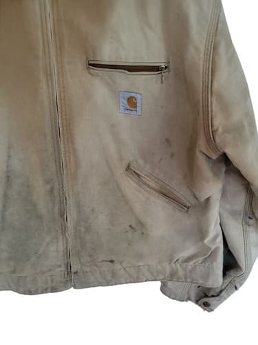Vtg Carhartt Detroit Jacket Mens Brown Blanket Lined USA No Size Tag Distressed - Thumbnail 4