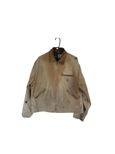 Vtg Carhartt Detroit Jacket Mens Brown Blanket Lined USA No Size Tag Distressed